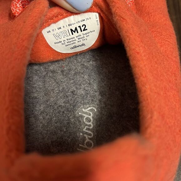 Allbirds Wool Runners Orange Kea Red Men Comfort Sneaker Shoes Size M12 - Picture 4 of 6